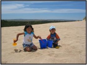 Children having fun on the sand at Canunda National Park